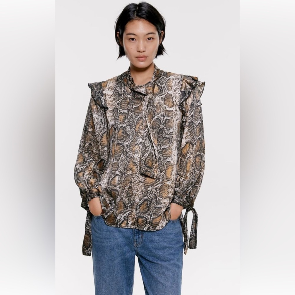 Zara Print Blouse, Size M